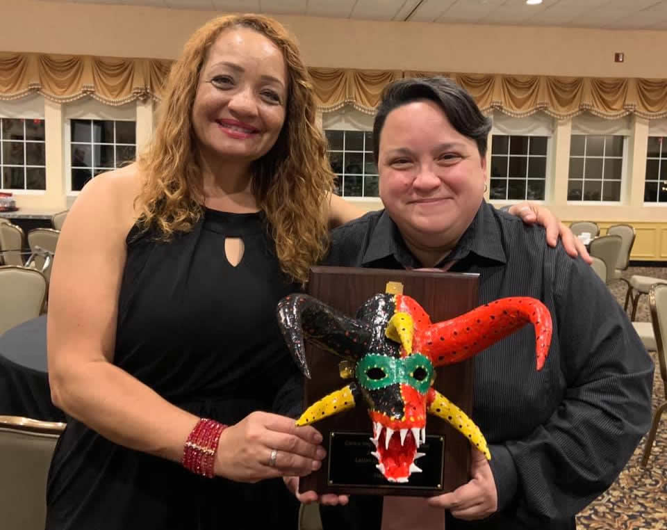 Myriam Quiñones (at left) and Jossie Valentín, the 2019 Carlos Vega Community Champion awardee (photo via Jossie Valentín)