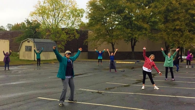 When social distancing mandates restricted indoor exercise, the Y’s group exercise classes relocated to its parking lot.